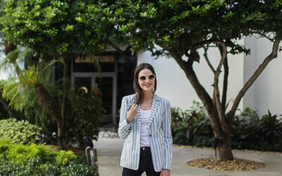 Stripe Nautical Blazer & Pop of Red