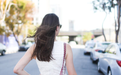 Walking in the City in White